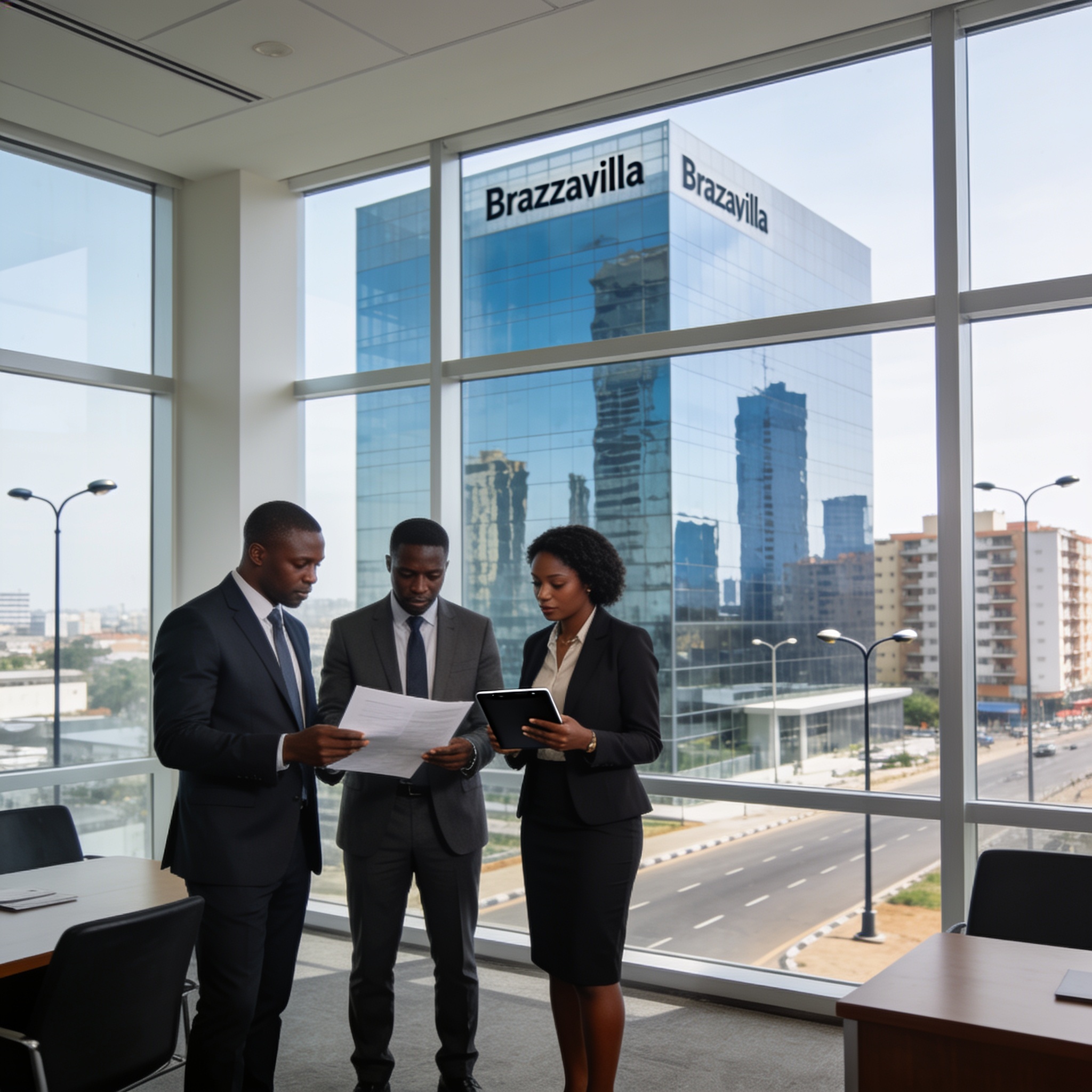 Create an editorial news illustration for an article about 'BDEAC : une nouvelle ligne de crédit de 30 millions d’euros pour booster le développement en Afrique centrale'. The specific country is Republique du Congo (Brazzaville) (CG); make visual cu