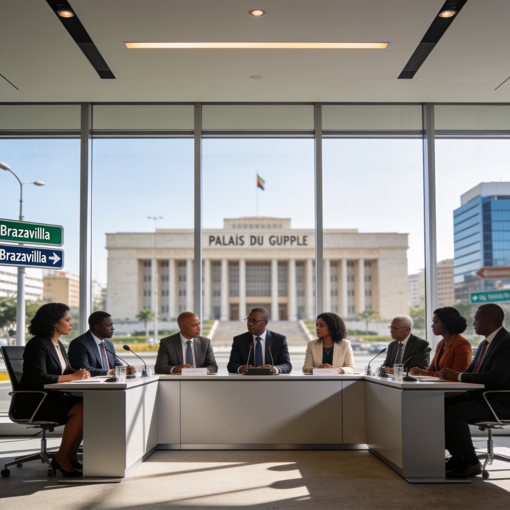 Create an editorial news illustration for an article about 'Le Padj et l’initiative « Mboka Propre » officiellement annoncés pour août 2026'. The specific country is Republique du Congo (Brazzaville) (CG); make visual cues accurate to this exact coun