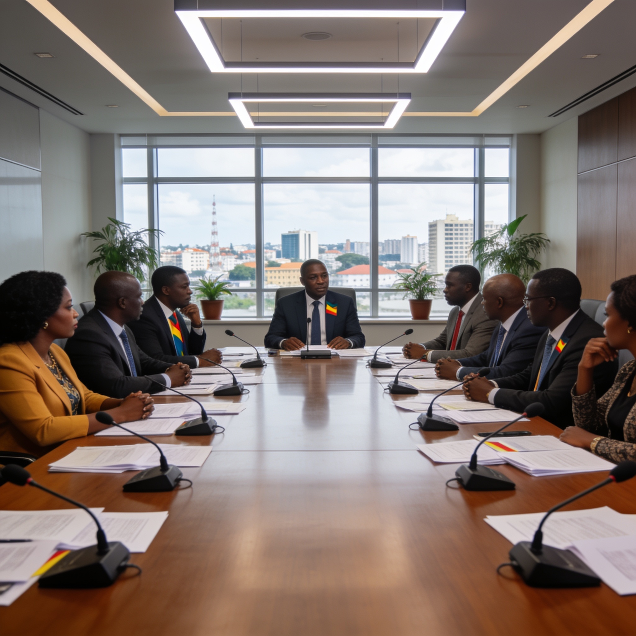 Create an editorial news illustration for an article about 'Club 2002-PUR : lancement des assemblées générales départementales pour préparer le congrès de 2027'. The specific country is Republiqe du Congo (CG); make visual cues accurate to this exact